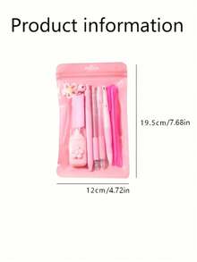 2 Sets 8-In-1 Writing Tools Collection - Fresh Supplies Package Featuring A Highlighter, Charm, Eraser, 2 Clickable Pens, Back To School, First Day Of School - Multicolor - View 11