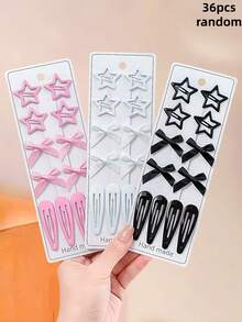 39/36/24pcs Satin Large Bow Hair Clips Set, Includes Large & Small Bow BB Clips, Y2K Sweet Cute Hair Accessories, Suitable For Kids & Girls, Daily School, Date, Vacation Use - Multicolor - View 14