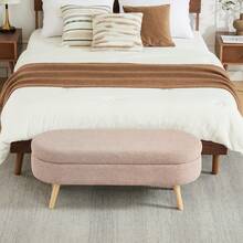 Storage Bench With Storage Space, Beige Color, Ideal For Bedroom Or Hallway - Pink - View 2
