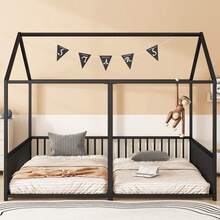Bed Frame Kids Bed 90x200cm - House Design - 黑色 - 查看 1