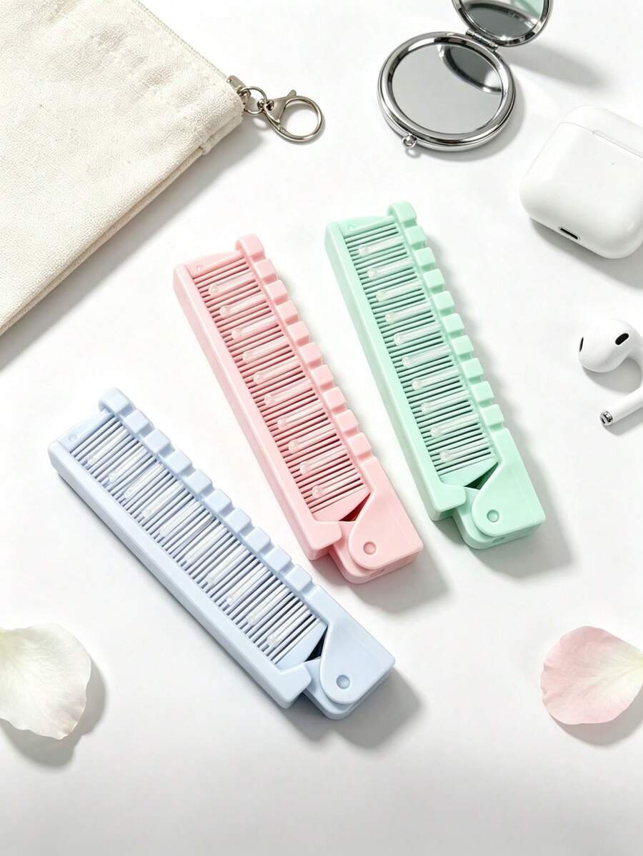 1pc Foldable Hair Comb, Portable Travel Folding Comb, Small Folding Comb, Convenient To Put In Wallet And Bag, Double-Headed Pocket Size Folding Comb Set, Suitable For Women, Girls, Men And Ladies, Travel Essential - Standard Model - View 1