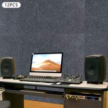 12Pcs High-Density Soundproof Panels, Sound-Insulating Panels, Sound Absorbing - Dark Grey - View 4