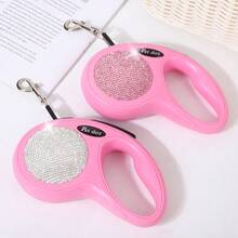1 dây xích chó thú cưng rút tự động màu hồng cổ điển 3m/5m đính đá rhinestone, phù hợp đi dạo, leo núi, du lịch và hoạt động ngoài trời cho chó cỡ nhỏ đến trung bình, dễ cất giữ và quản lý, đồ dùng cho chó - Nhiều màu - Xem 1