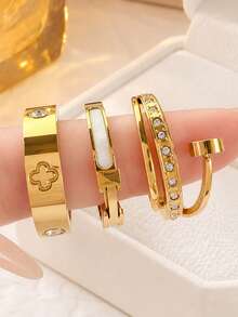 Anillo de acero inoxidable con patrón clásico de moda, estilo versátil - Estilo 1 - Ver 6