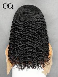OQ Hair Deep Wave Curly Human Hair Wear And Go Glueless Wig 14-20 Inch 180% Density 4x4 Transparent Lace Natural Black Pre-Cut And Pre-Plucked Hairline Glueless Wig Soft Texture Gifts For Women - S1 - View 7