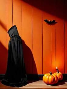 1pc Unisex Halloween Hooded Cape Cloak, Wizard Vampire Mage Crow Adult Costume, Unisex Hooded Robe - Multicolor - View 4