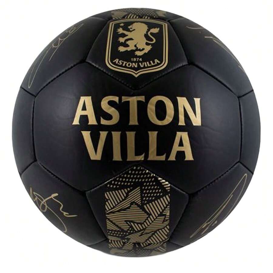 Aston Villa FC Phantom Printed Signature Football - Black/Gold - View 1