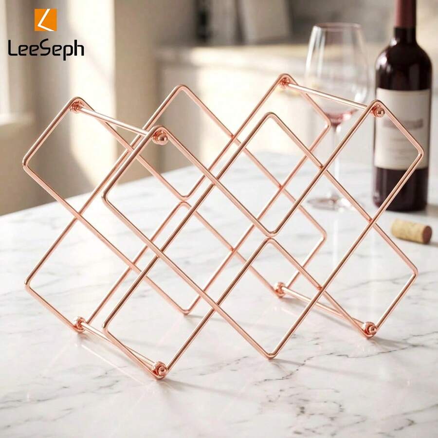 Wine Rack, Freestanding Modern Gold Metal, Wine Storage Cabinet Countertop Wine Rack, Suitable For Storage Room, Kitchen Wine Bottle Rack (10 Bottles) - Multicolor - View 1