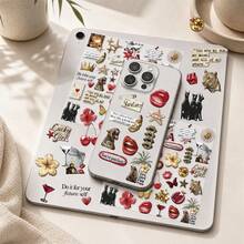1 Sheet Y2K Vintage Embossed Stickers, Red Distressed Aesthetic Journal Stickers, DIY Decorative Decals For Phone & Tablet Camera Lens - 1 Pc - View 4