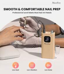 Professional Nail Drill Kit, 30000RPM Cordless Electric Nail File With LCD Display, Rechargeable 4000mAh Battery Nail Efile For Acrylic & Gel Nails, Manicure Pedicure, Salon & Home Use - 裸米色 - 查看 6