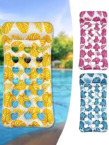 1pc Summer Foldable Inflatable Water Hammock PVC Floating Mat For Pool Beach Lounge Chair Adult Float, Beach Essential, Beach Accessory - Multicolor - View 1