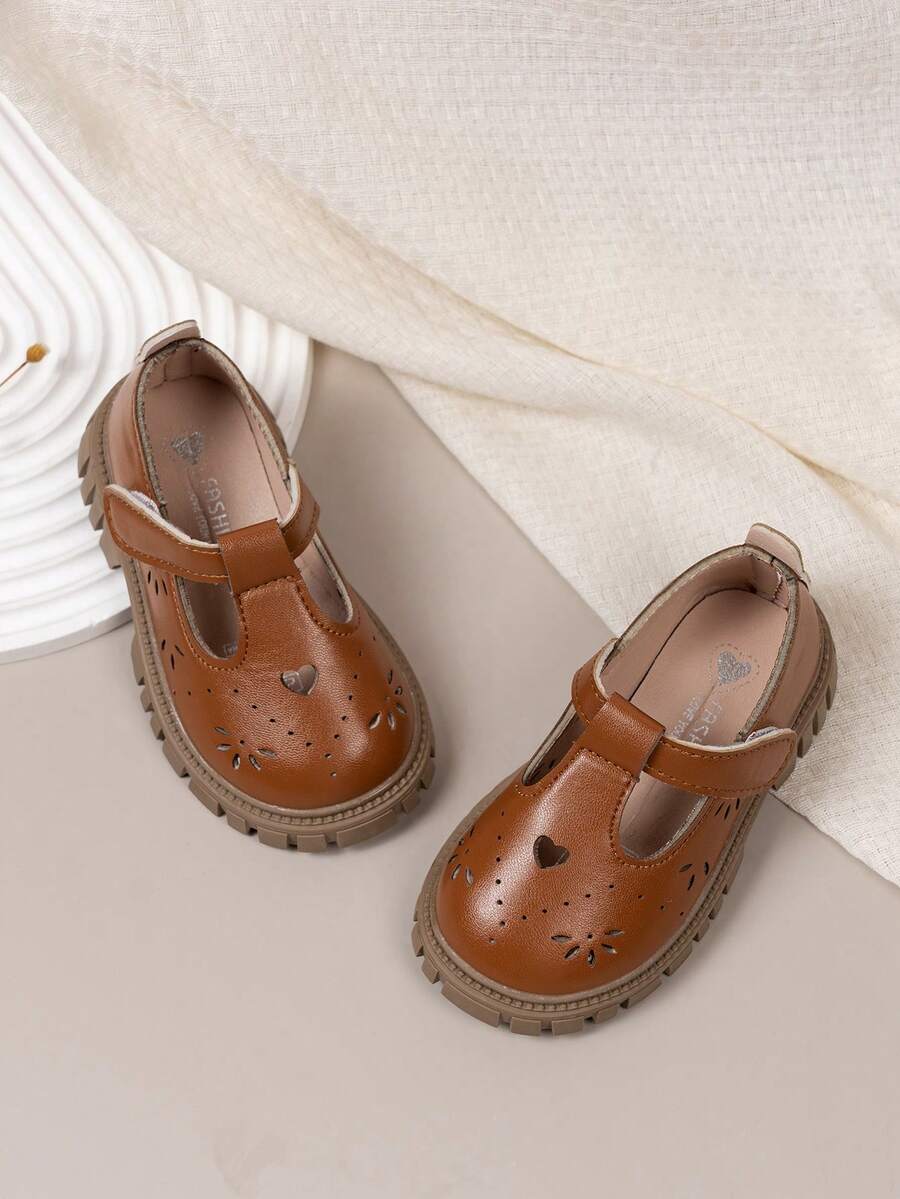 Spring/Autumn New Little Girl Baby Children Princess Shoes Soft Sole Anti-Slip Breathable Mary Jane Shoes - Brown - View 1