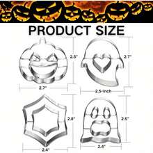 Halloween Cookie Cutters Set - Pumpkin, Ghost, Spiderweb Shapes For Spooky Baking Decorations - Multicolor - View 2
