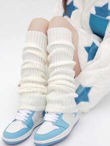1 Pair Japanese Sweet Style Trumpet Leg Warmers, Dopamine Candy Colorful Ruffle Cuff, Foldable Y2K Star Cartoon Knit Wide Leg Leg Warmers, Soft Girl Daily Outfit - Multicolor - View 9