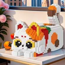 1 Set 417pcs Cat Building Blocks Tissue Box, Cute Cartoon Animal DIY Model Kit With Mini Particles, Practical Desktop Decoration Room Storage Rack Suitable For Bedroom Living Room Office, Birthday Gift For Teens And Adults 14+ - Multicolor - View 2