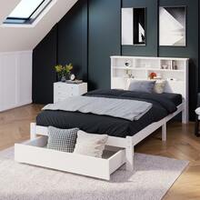 Solid Wood Bed Frame With Drawers And Slatted Base, Ideal Children's Room 90x200cm White - 白色 - 查看 1
