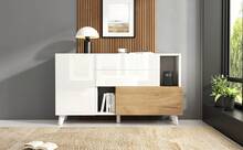 White & Light Oak Sideboard - Storage Space For Living Room - White and Oak - View 4