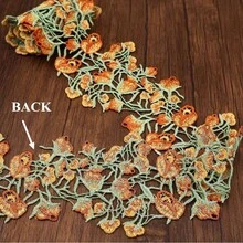 1 Yard Floral Water-Soluble Lace Trim, Hollow 3D Flower Embroidered Mesh Ribbon, Macaron Bright Color Wavy Decorative Lace, Lolita Dress, Curtain Trim, DIY Sewing Craft Supplies - Floral Lace - View 4