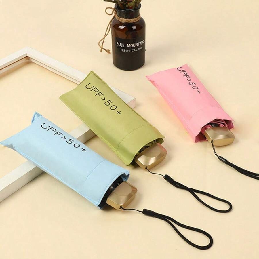 1pc Gold Handle Capsule Compact Portable Fashionable Women's Sun & Rain Umbrella For Outdoor Travel - Jinbing Capsules - View 1