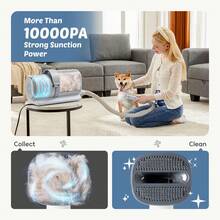 Sweetcrispy Pet Grooming Vacuum Kit, 3 Adjustable Suction Modes Dog Hair Clipper, 5 Professional Grooming Tools With Low Noise Cat Hair Clippers, 2.5L - Grey - View 7