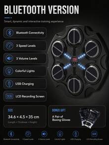 Smart Bluetooth Music Punching Machine, Wall-Mounted Music Punching Target With Rhythmic Lights, Interactive Punching Trainer For Adults And Children, Home Fitness Equipment For Fitness, Stress Relief And Reaction Training - Multicolor - View 5