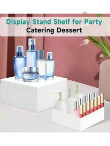 6pcs Buffet Display Stand, White Cube Desktop Storage Rack/Box, Dessert Cake Display Stand, Home Decor, Desktop Ornament, White Acrylic Cube Stackable Display Stand (Hollow Bottom), Suitable For Back To School Supplies, Back To School Festival Decoration, Catering Service, Birthday Party, Romantic Wedding, Baby Shower, Bridal Shower, Dessert Table And Art Exhibition - White - View 4