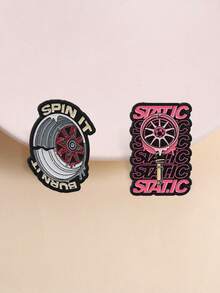 Set de 2 broches de esmalte con ruedas estáticas y de deriva, pin de metal JDM para coche modificado de carreras, para mochila y chaqueta - Multicolor - Ver 2