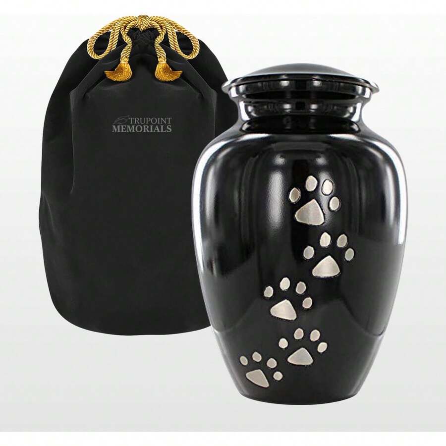 Urna Funeraria Trupoint Memorials para Mascotas Pequeñas, para Cenizas de Perros y Gatos, con Huella de Pata, Urnas de Cremación Negras para Mascotas de hasta 17 libras - Blanco - Ver 1