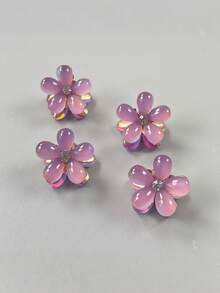 10/20pcs Random Color Combination Set Mini Flower Alloy Hair Claw Clips New Petal Design Women's Hair Clips Bangs Clips Side Hair Clips Hair Accessories Suitable For Daily Wear And Party - Multicolor - View 7