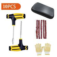2 Optional Sizes Tire Repair Kit, Includes T-Handle Insertion Tool, Rubber Repair Strips, Glue And Tire Repair Nails, Universal Tool Suitable For Cars, Motorcycles, Bicycles, Electric Vehicles And Outdoor Road Travel - A - View 8