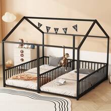 Bed Frame Kids Bed 90x200cm - House Design - 黑色 - 查看 3