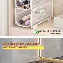 Detachable Stackable Hanging Storage Basket Metal Mesh Hair Curling Iron Beauty Tool Organizer No-Drill Wall-Mounted Cabinet Side Storage Basket Multi-Function Straightener Cosmetic Organizer Bathroom Vanity Space-Saving Storage Accessory - View 4