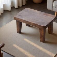Solid Wood Vintage Square Stool - Japanese Low Seat Chair, Living Room And Bedroom Footstool, No Backrest, Patio Footstool, Small Stool, Shoe-Changing Stool, Christmas Gift - Coffee Brown - View 2