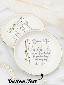 Personalized Birthday Floral Jewelry Dish_Custom Watercolor Flower Ring Dish_Christmas Gift_Wedding Bridesmaid Gift_Birthday Jewelry Tray - Multicolor 1 - View 1