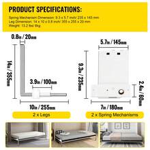Kit de mecanismo de montaje en pared con resorte, capacidad de carga resistente de 250 kg, kit de bricolaje, soporte de cama para cama Murphy de 0,9 a 1,2 m cama Queen horizontal, blanco - Blanco - Ver 11