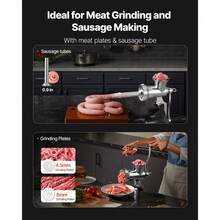 Picadora de Carne Manual de Acero Inoxidable 304 con Manivela y Abrazadera de Acero para Mesa Máquina para Moler Carne con Placa de Corte y Tubo Ideal para Carne de Res, Cocina, Restaurante - Acero inoxidable 304 - Ver 4
