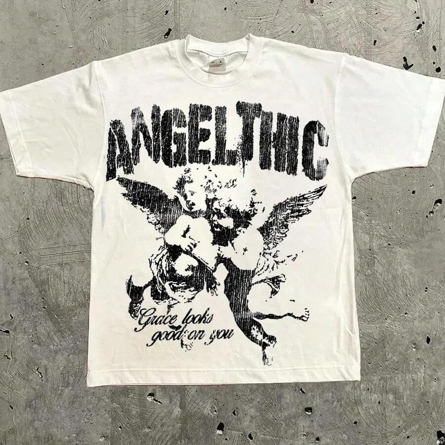 Harajuku T-Shirts mit Buchstabengrafik Y2k Oberteile für Männer und Frauen High Street Oversized T-Shirt Pro Choice Streetwear Vintage Tee Kleidung - 2 schwarze 9 + weiße - Übersicht 1