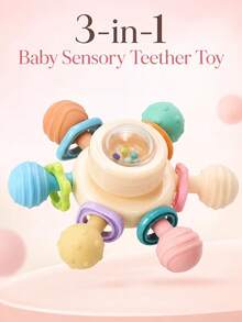 Multifunctional Baby Sensory Teething Rattle Toy, Newborn Early Development Learning Gift, Baby Teething Toy, Baby Teething Toy - Multicolor - View 3