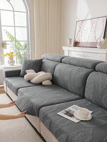 1pc Cream Style Sofa Cover, Anti-Cat Scratch Elastic Non-Slip Protective Cover, Suitable For L-Shaped And 1/2/3/4-Seater Sofas, Washable Pet-Friendly Sofa Cushion Cover - Dark Grey - View 6