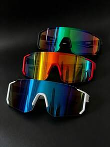3pcs/2pcs Men's Outdoor Cycling Hiking Sports Glasses One-Piece Black Blue Windproof Goggles - Goggles - Multi-colored - View 6