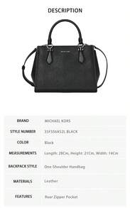 Michael Kors Marilyn 素色單肩斜挎手提包 35F5S6AS2L 黑色 - 黑色35F5S6AS2L BLACK - 查看 8