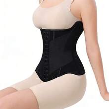 1pc Waist Trainer For Women Corset Shapewear Tummy Control Sport Workout Waist Cincher Body Shaper Hooks - Black - View 6