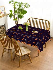 1 Pack Halloween Disposable Plastic Tablecloth, Pumpkin & Ghost Patterns, Cute Yet Spooky Haunted House Style, Indoor & Outdoor Birthday Party Supplies, Halloween Table Decorations - Halloween Party Tablecloth - View 6