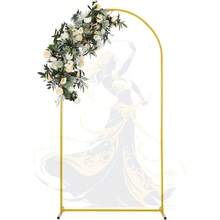 Soporte de Arco para Globos Dorado, Disponible en 3 Tamaños (2.2/2/1.8 m) | Mamparas para Decoracion de Fiestas | Estructura para Decoración en Bodas | Cumpleaños y Eventos | Diseño Elegante - Dorado + 200x100cm 1 Pieza - Ver 1