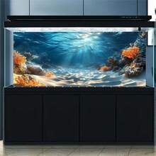 Seascape Sand, Rock, Water Plant And Fish Tank Decor - Coral Reef Self-Adhesive Removable Wallpaper-Style Background, Easy To Peel And Stick Freshwater/Saltwater Aquarium Reusable Fish Tank Decoration, Fish Habitat Decor, Aquarium Sticker, Suitable For Stream Tank, Planted Tank, Turtle Tank Landscaping, Studio Photography Backdrop, Self-Adhesive Front - B - View 7