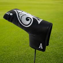 Ace Of Spades Putter Cover, Black & White Poker Embroidery Style, Secure Closure, Thick Padded PU Material, Fits Straight Shaft Putters, Unisex Golf Headcover - Black - View 3