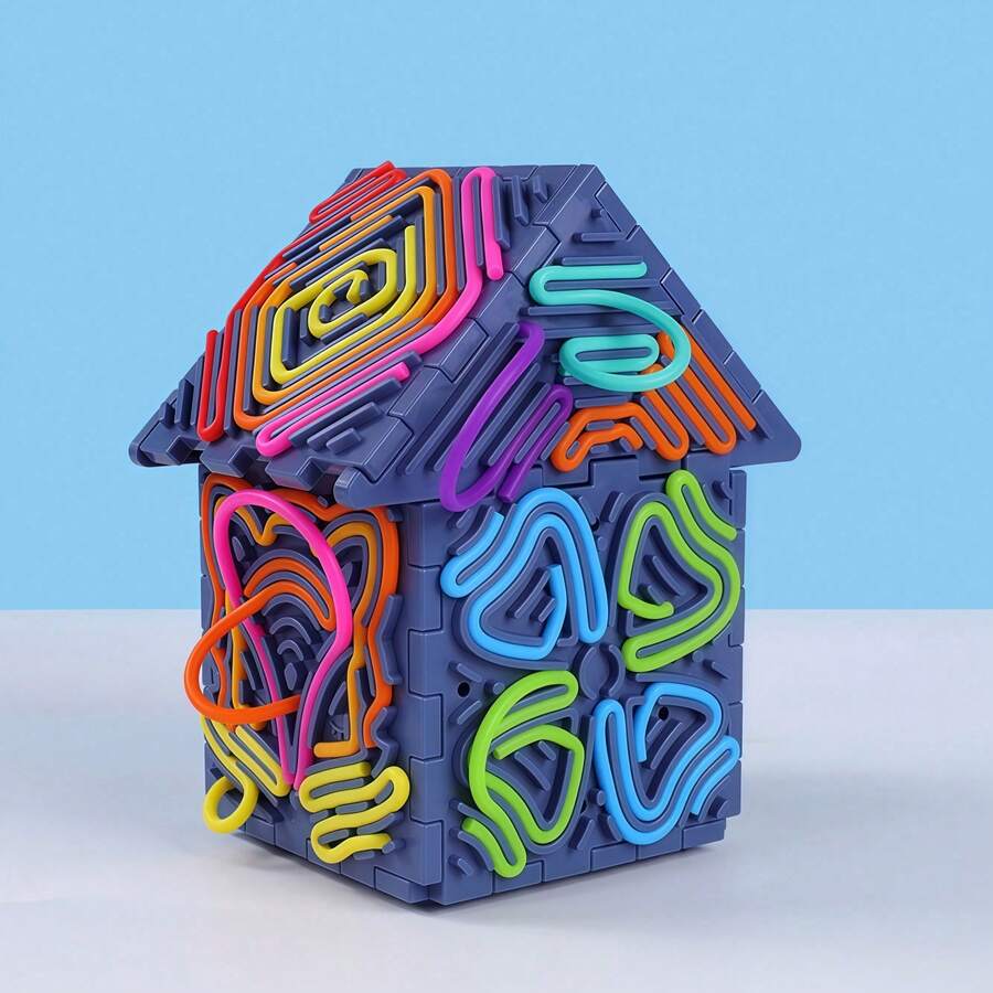 1pc 3D Cube Puzzle House Busy Board Early Learning Educational Toy For Toddlers Boys Girls Fine Motor Skill STEM Gift Easter Christmas Random Style - Multicolor - View 1