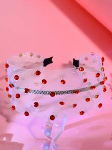 1pc Shiny Rhinestone Mesh Headband, Simple Hollow Wide Band, Holiday Party Casual Daily Women's Hair Accessory - Multicolor - View 13