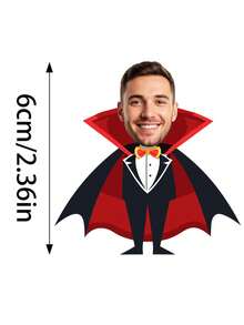 UNICCUT Personalized Halloween Vampire Face Custom Head Sticker Bat Happy Halloween Sticker With Face Photo Self-Adhesive Gift Label - Multicolor - View 3