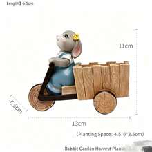 1pc Exquisite Rabbit Flower Pot, Resin Craft Succulent Planter, Garden Landscape Decor, Personalized Ornament, High Aesthetic Value - Animal - View 5